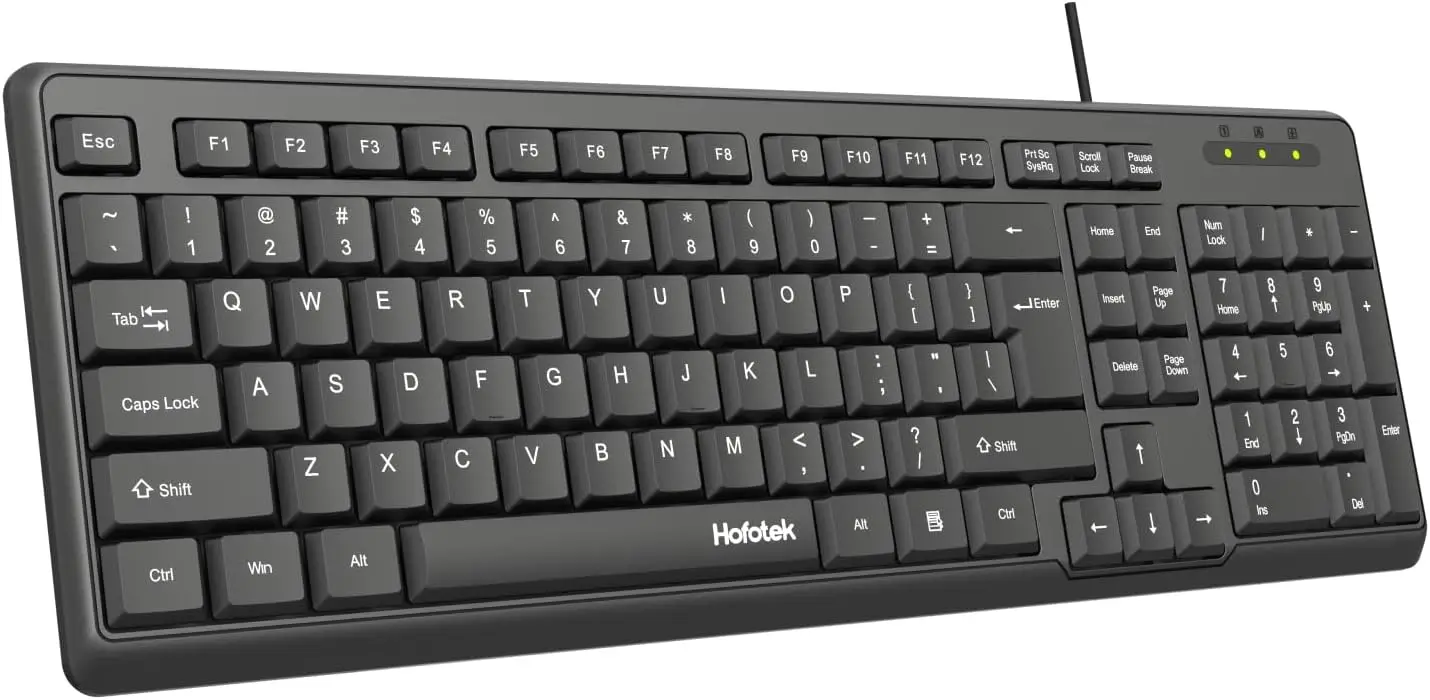 Full Size USB Wired Keyboard with Number Pad, Slim Quiet Computer Keyboard for Windows PC Desktop Office (Black)
Full Size USB Wired Keyboard with Number Pad, Slim Quiet Computer Keyboard for Windows PC Desktop Office (Black)