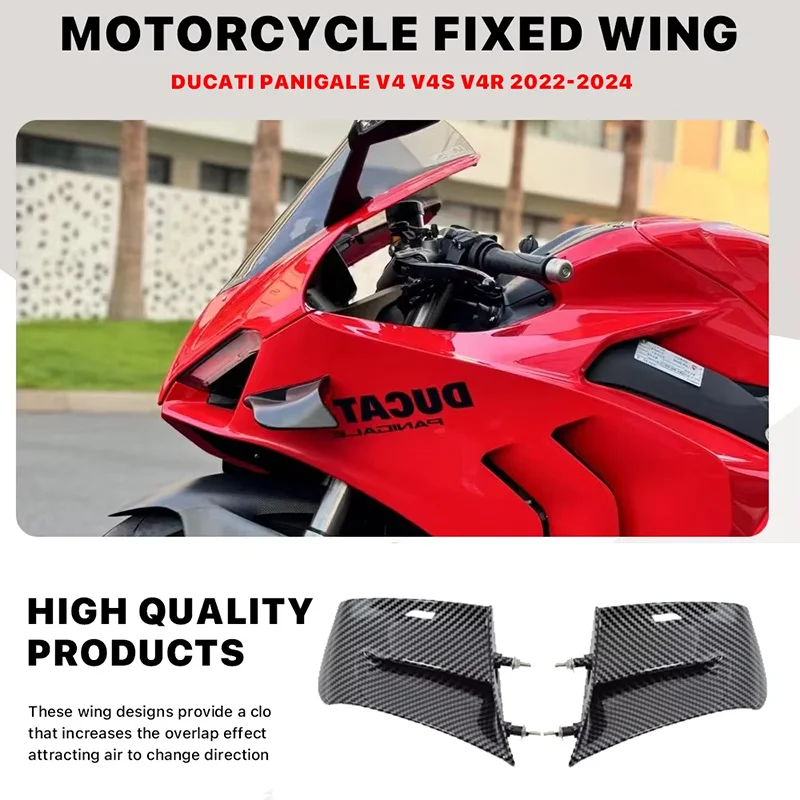 For Ducati Panigale V4 V4S V4R 2022-2024 Motorcycle Aerodynamics Wing Side Winglet Fixed Wing Air Deflector Windshield Wing
For Ducati Panigale V4 V4S V4R 2022-2024 Motorcycle Aerodynamics Wing Side Winglet Fixed Wing Air Deflector Windshield Wing