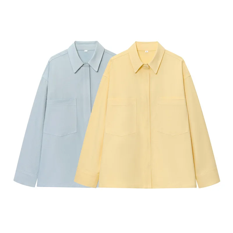 Простая однотонная повседневная рубашка с длинным рукавом, свободная рубашка для поездок на работу
Простая однотонная повседневная рубашка с длинным рукавом, свободная рубашка для поездок на работу