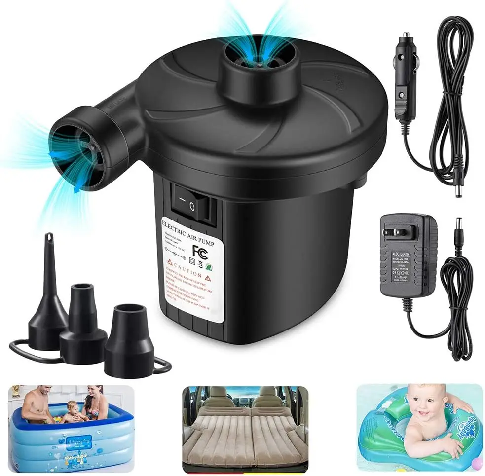 Quick-Fill Air Pump for Mattresses, Boats & Pool Toys - Dual Power, 3 Nozzles, Portable
Quick-Fill Air Pump for Mattresses, Boats & Pool Toys - Dual Power, 3 Nozzles, Portable