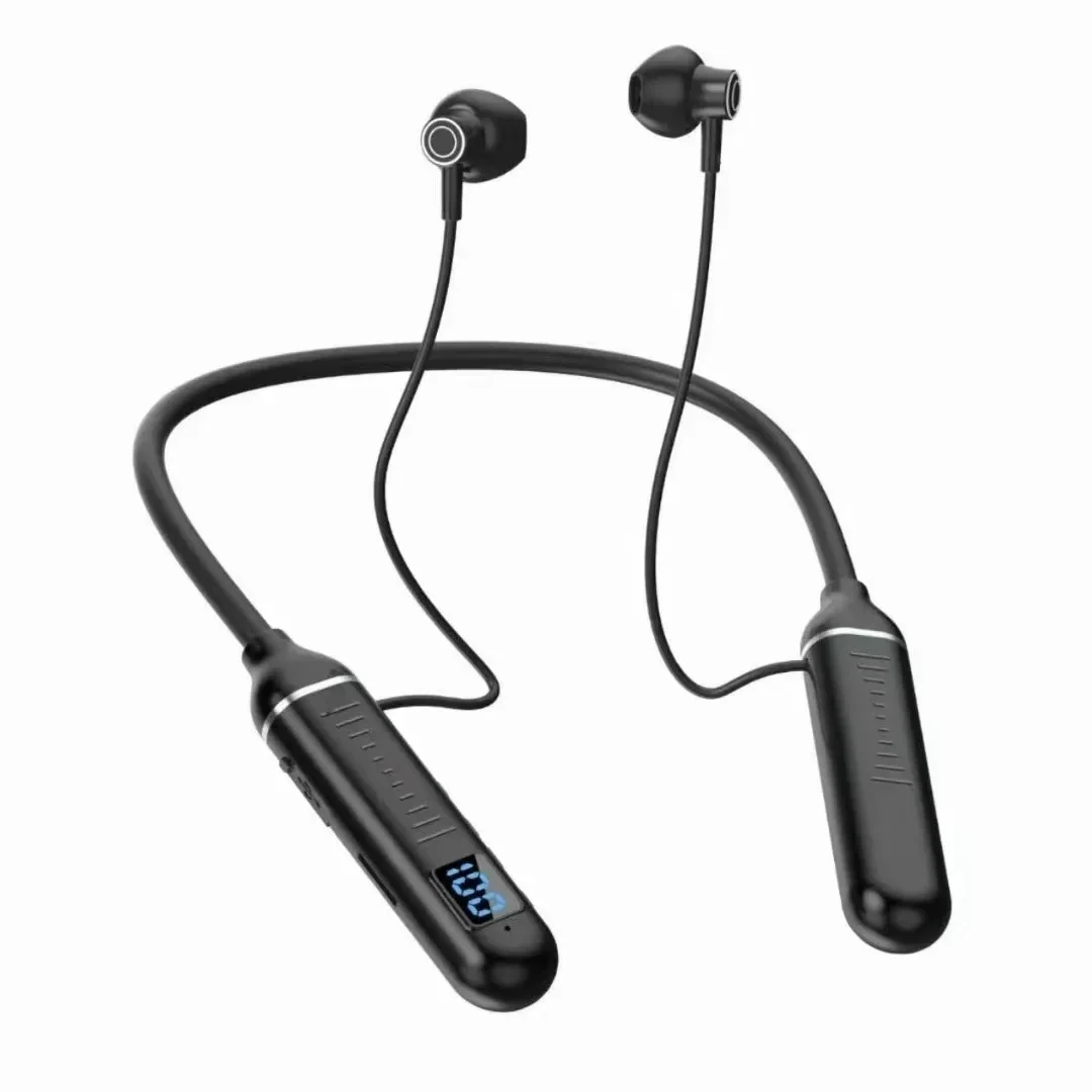 Half in-ear sports headset Wireless bluetooth headset Stereo hanging neck magnetic suction with digital display large capacity
Half in-ear sports headset Wireless bluetooth headset Stereo hanging neck magnetic suction with digital display large capacity