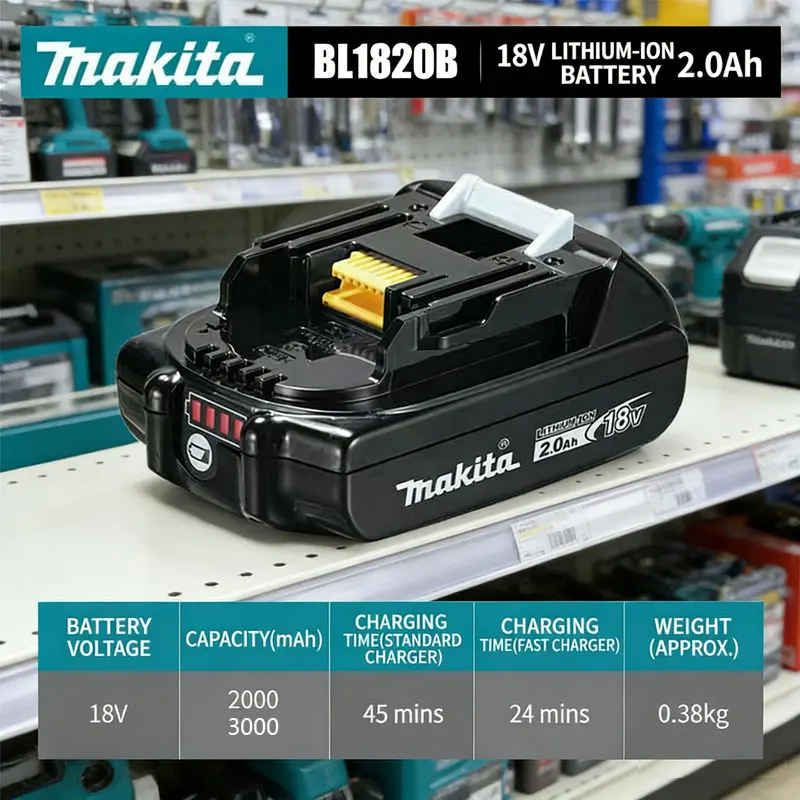 ✔️️Makita 18V 2.0Ah/3.0Ah Lithium-Ion Battery BL1820B Compact Size for Cordless Tools Long-Lasting Performance
✔️️Makita 18V 2.0Ah/3.0Ah Lithium-Ion Battery BL1820B Compact Size for Cordless Tools Long-Lasting Performance