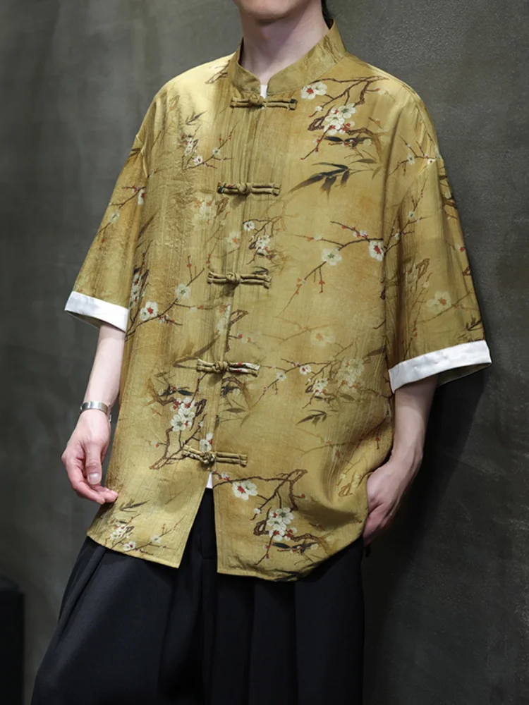 New Chinese Sle Tang Suit Hanfu Men's Summer Thin ort Sve irt Embroidered Button up Top Five Sve Dao Pao
New Chinese Sle Tang Suit Hanfu Men's Summer Thin ort Sve irt Embroidered Button up Top Five Sve Dao Pao