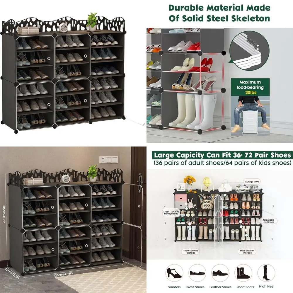 Портативный шкаф для хранения обуви с дверцами, расширяемая стойка на 36–72 пары, 6-уровневый органайзер для прихожей и спальни (черный)
Портативный шкаф для хранения обуви с дверцами, расширяемая стойка на 36–72 пары, 6-уровневый органайзер для прихожей и спальни (черный)