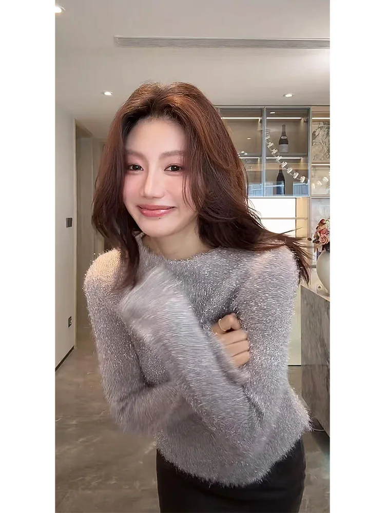 Вязаный свитер Ele для женщин на осень-зиму, с круглым вырезом, облегающий, с рукавами-колокол, с золотистыми и серебристыми нитями, V37, с узором в горошек
Вязаный свитер Ele для женщин на осень-зиму, с круглым вырезом, облегающий, с рукавами-колокол, с золотистыми и серебристыми нитями, V37, с узором в горошек