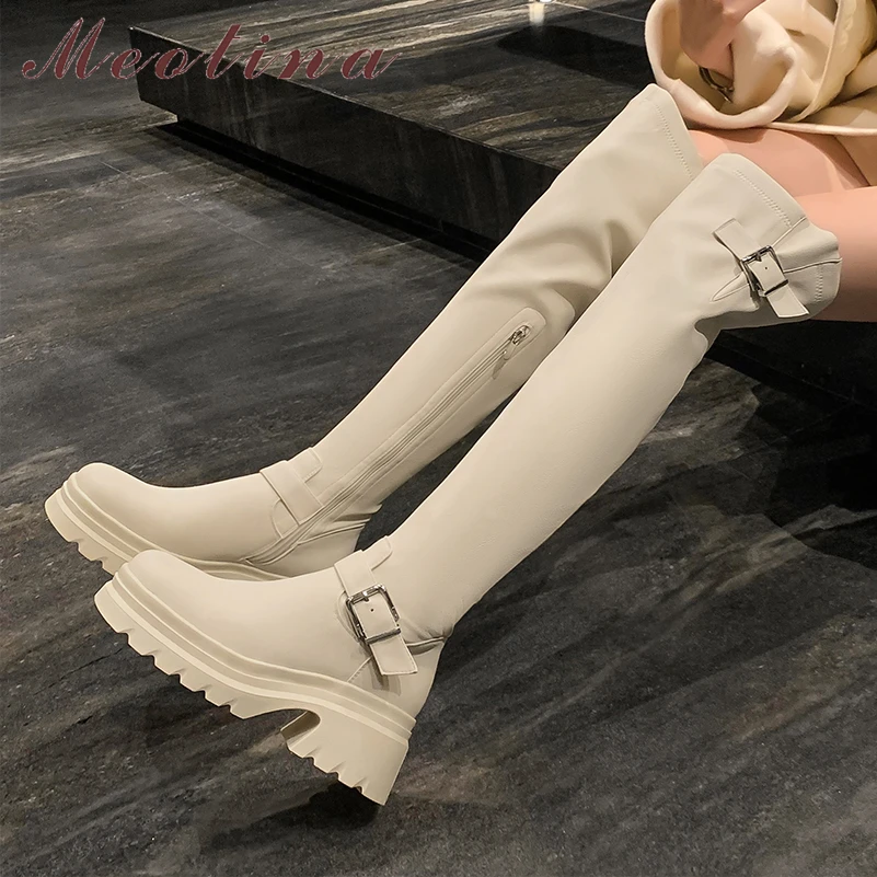 Meotina Women Genuine Leather Thigh High Boot Round Toe Block High Heels Zipper Buckle Long Boots Ladies Fashion Shoes Winter 40
Meotina Women Genuine Leather Thigh High Boot Round Toe Block High Heels Zipper Buckle Long Boots Ladies Fashion Shoes Winter 40
