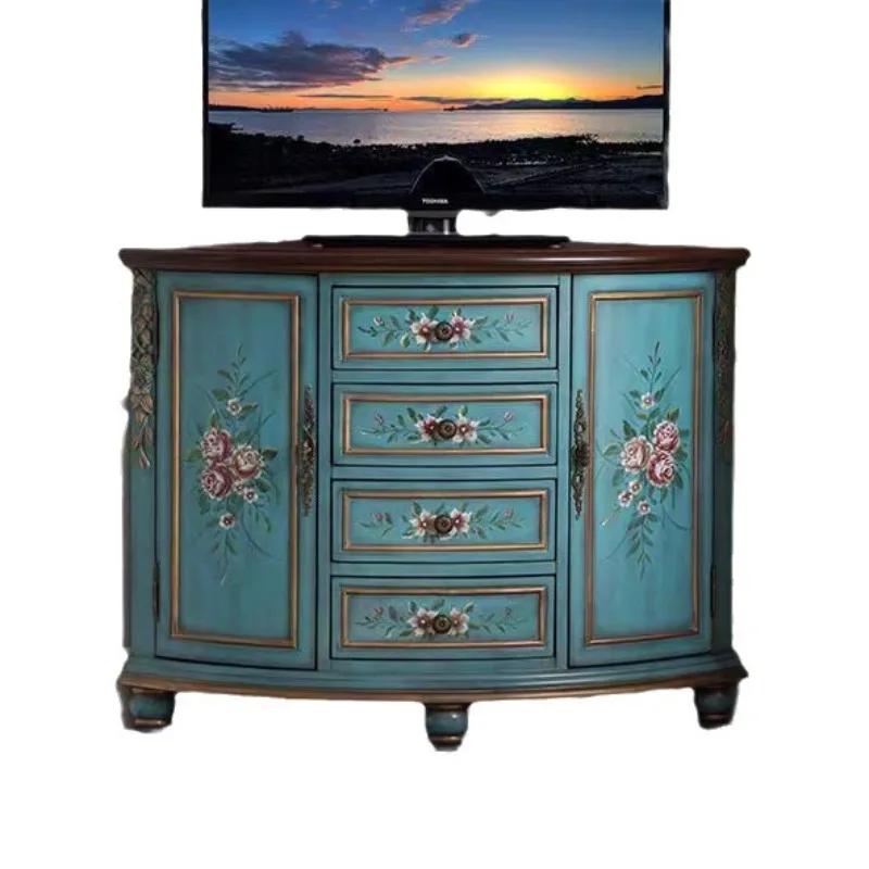 European solid wood corner American retro living room decoration storage cabinet
European solid wood corner American retro living room decoration storage cabinet