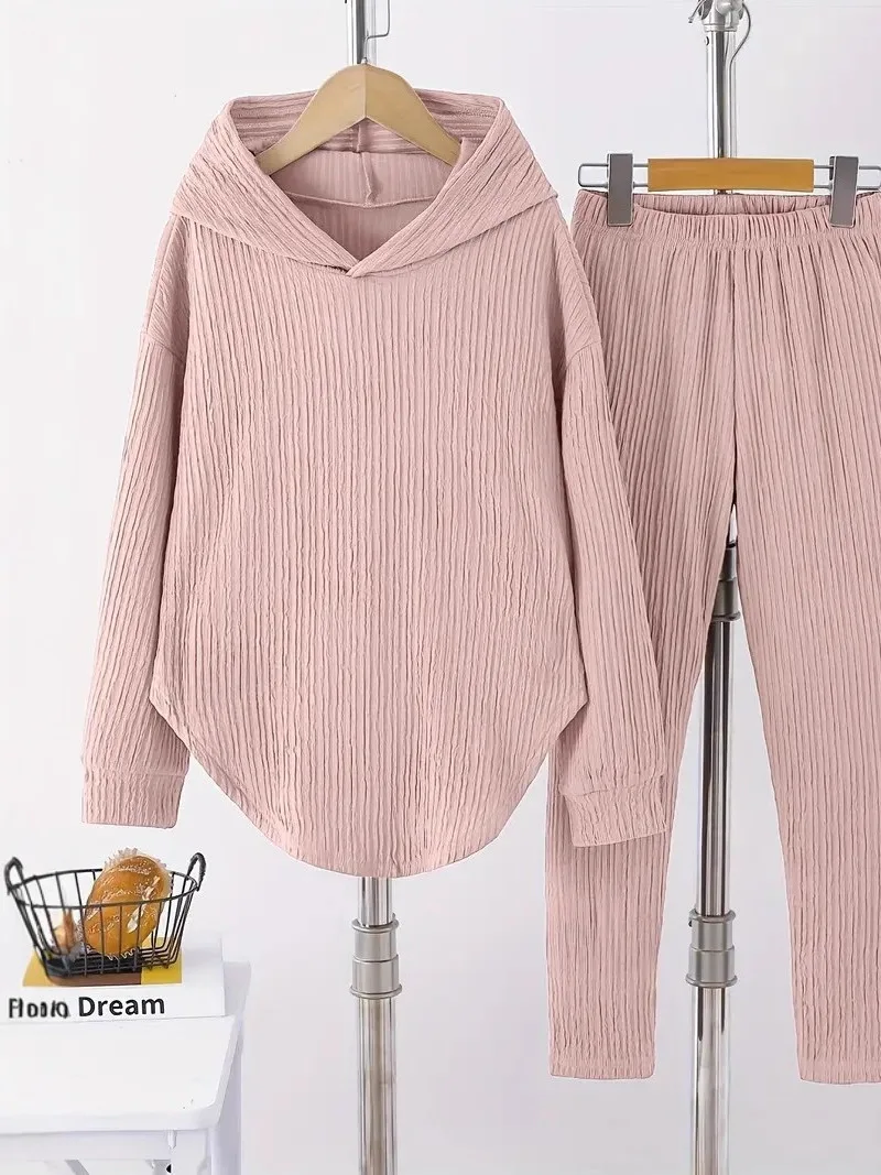 Casual Hooded Home Wear Set Long Sleeve Long Pants Women's High Waist Color Four Seasons Comfortable Sweatshirt Pants
Casual Hooded Home Wear Set Long Sleeve Long Pants Women's High Waist Color Four Seasons Comfortable Sweatshirt Pants