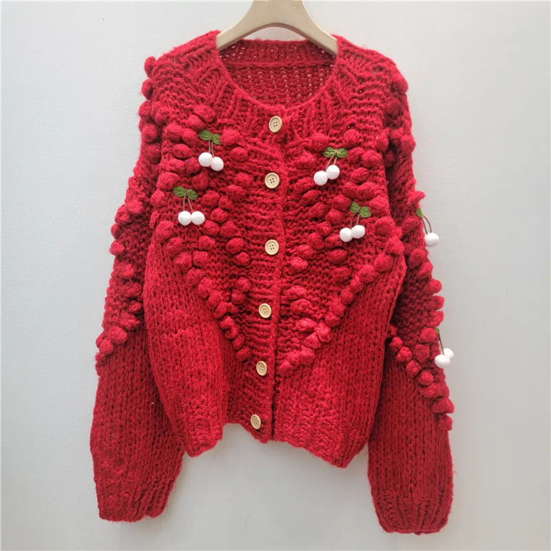 SuperAen Korean Style Sweet Cherry Decorated Red Knitted Cardigan for Women's 2026 Winter New Soft and Elegant Sweaters Coats
SuperAen Korean Style Sweet Cherry Decorated Red Knitted Cardigan for Women's 2026 Winter New Soft and Elegant Sweaters Coats