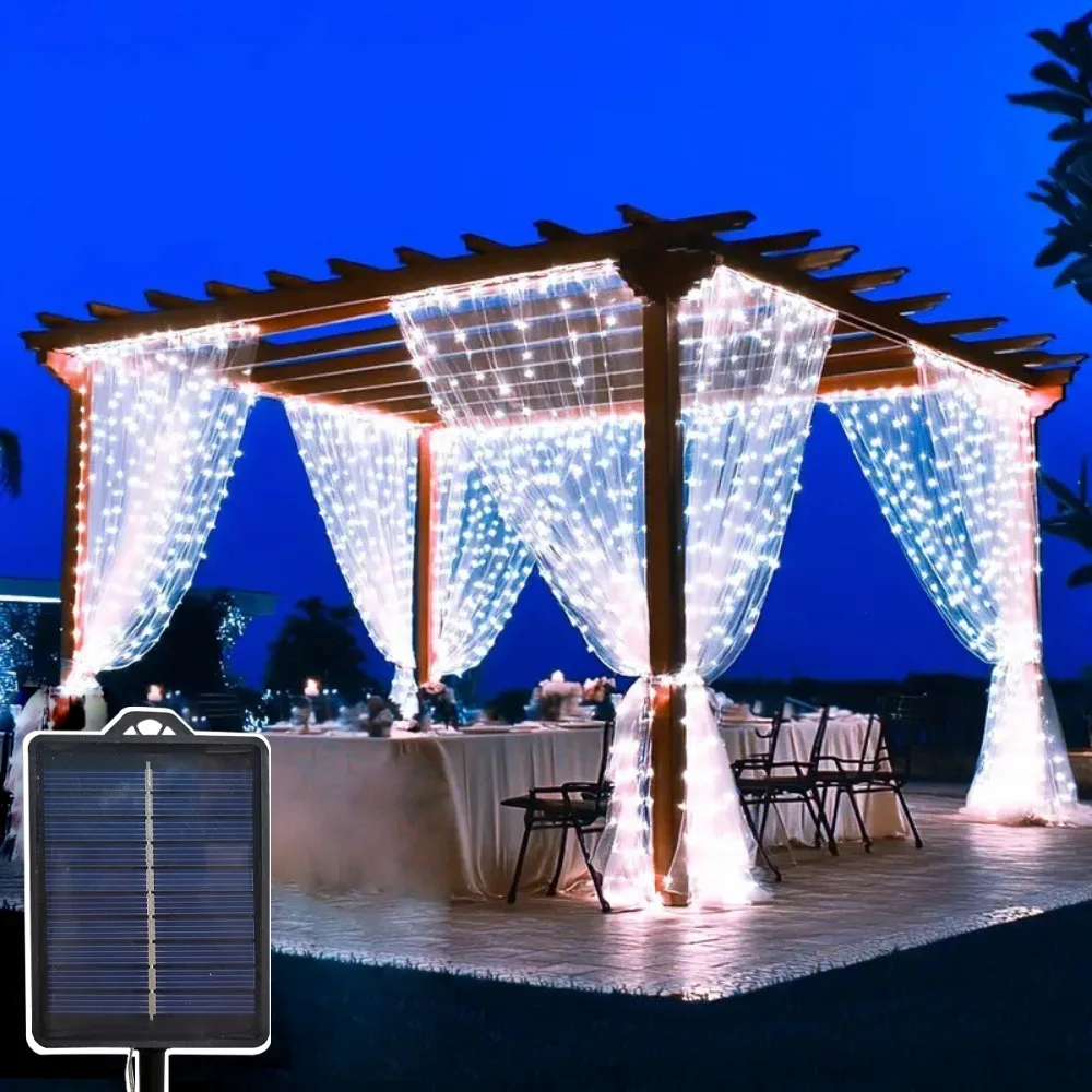 8 Mode LED Solar Curtain Lights Wedding Christmas Birthday Party String Light Holiday Outdoor Garden Bedroom Light Decoration
8 Mode LED Solar Curtain Lights Wedding Christmas Birthday Party String Light Holiday Outdoor Garden Bedroom Light Decoration
