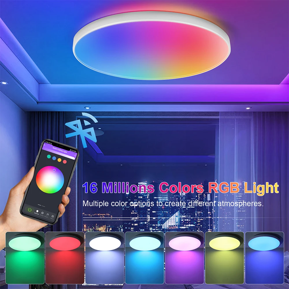 24W 40W Round Smart Bluetooth LED Ceiling Light RGB Dimmable 3000-6500K AC85-265V Home Indoor Panel Ceiling Lighting
24W 40W Round Smart Bluetooth LED Ceiling Light RGB Dimmable 3000-6500K AC85-265V Home Indoor Panel Ceiling Lighting
