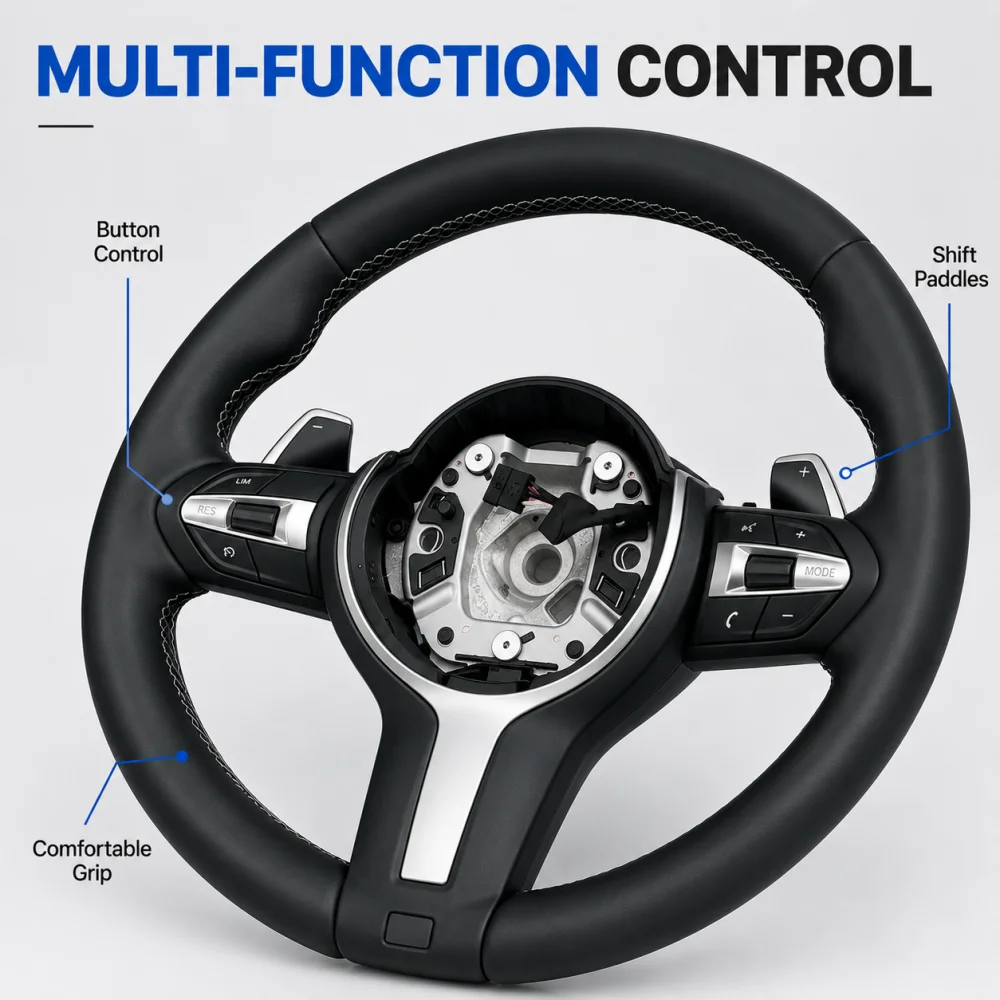 With Paddles Steering Wheel For BMW M Sport E90 E70 E84 M3 M5 F20 F22 F23 F30 F33 F34 X1 F48 X5 F15 X3 F25 F80 Interior Leather
With Paddles Steering Wheel For BMW M Sport E90 E70 E84 M3 M5 F20 F22 F23 F30 F33 F34 X1 F48 X5 F15 X3 F25 F80 Interior Leather