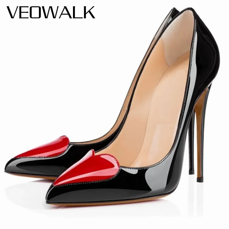 Veowalk/женские черные лакированные туфли-лодочки с острым носком и декором в форме сердца, модные женские модельные туфли на высоком каблуке 10 см 12 см
Veowalk/женские черные лакированные туфли-лодочки с острым носком и декором в форме сердца, модные женские модельные туфли на высоком каблуке 10 см 12 см