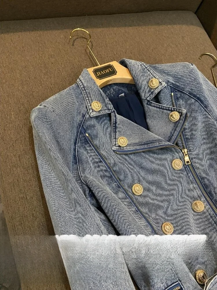 Slim Fit Double Zipper Waed Denim Motorcycle Jaet Coat Lion Button Commute Sle Long Sve Regular Length Pure Color
Slim Fit Double Zipper Waed Denim Motorcycle Jaet Coat Lion Button Commute Sle Long Sve Regular Length Pure Color