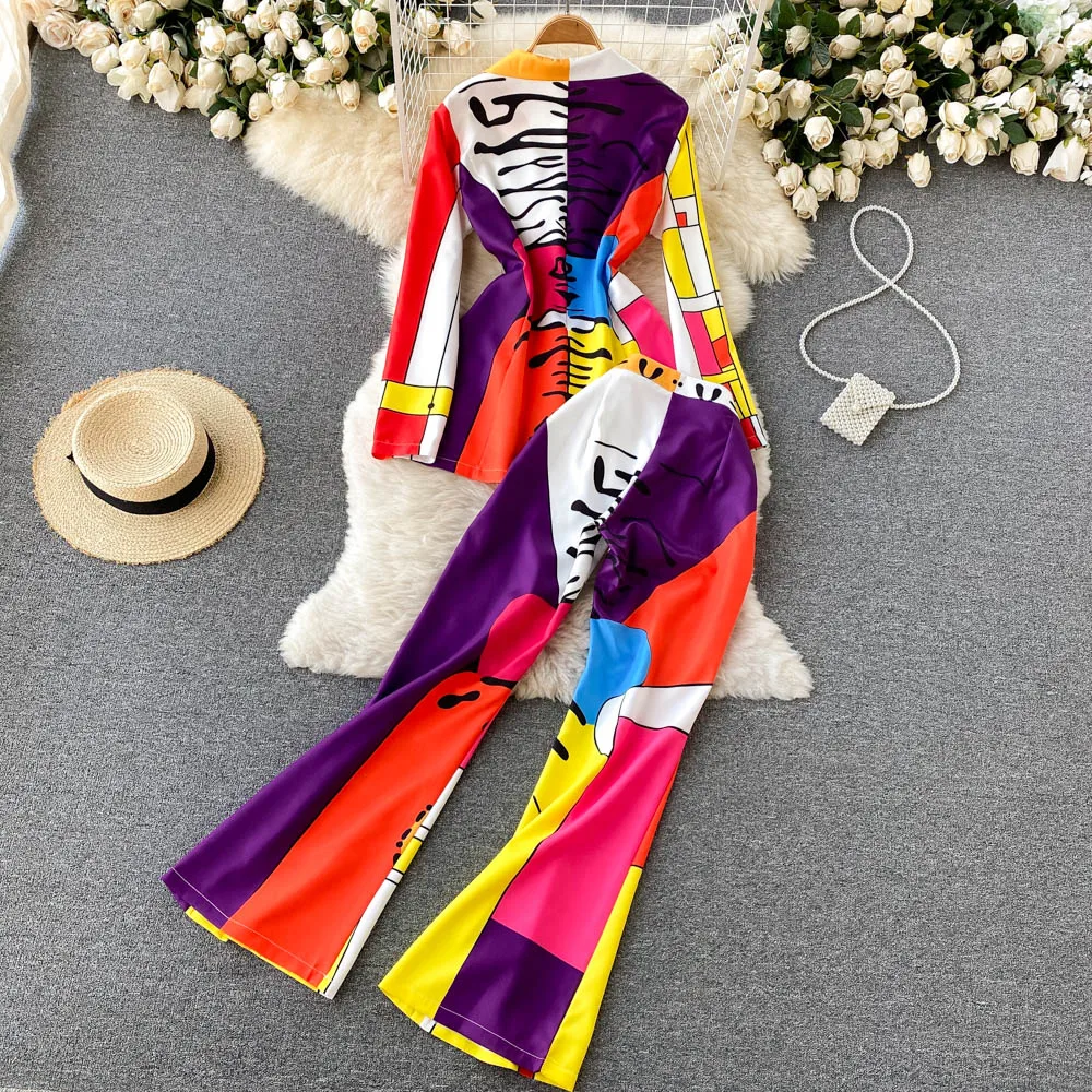 Women's Fashion Set Spring/Autumn 2023 New Vintage Printed Suit Coat High Waist Flare Pants Two Piece Set Women Outfit 2023
Women's Fashion Set Spring/Autumn 2023 New Vintage Printed Suit Coat High Waist Flare Pants Two Piece Set Women Outfit 2023