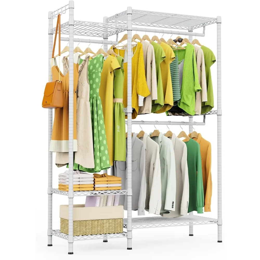 Garment Rack Heavy Duty Clothes Rack for Hanging Clothes, Freestanding Portable Wire Clothing Rack with Shelves
Garment Rack Heavy Duty Clothes Rack for Hanging Clothes, Freestanding Portable Wire Clothing Rack with Shelves