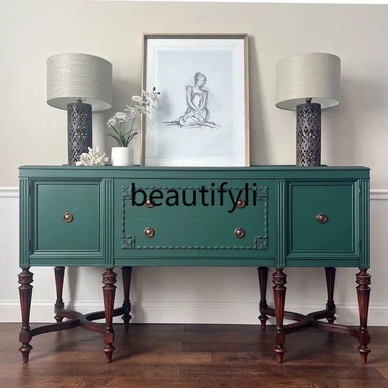 French retro solid wood dining side cabinet American country decorative cabinet, foyer, storage cabinet partition6220
French retro solid wood dining side cabinet American country decorative cabinet, foyer, storage cabinet partition6220