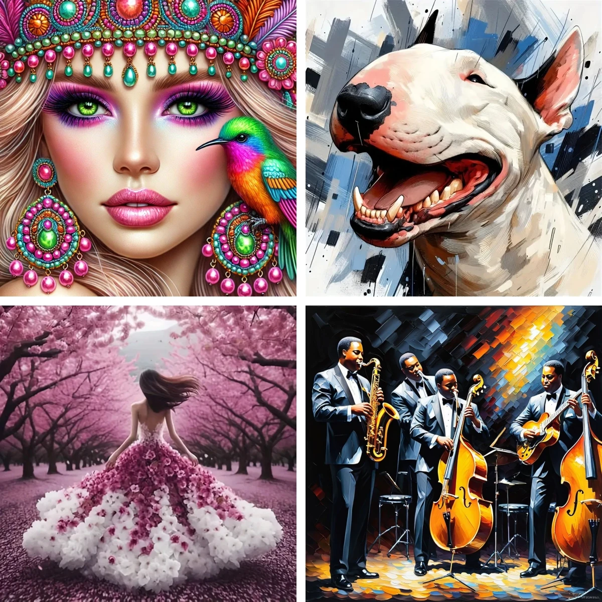 Pink Cherry Blossom Forest Diamond Painting Kits Woman with Hummingbird Art Cross Stitch Mosaic Happy Bull Terrier Home Decor
Pink Cherry Blossom Forest Diamond Painting Kits Woman with Hummingbird Art Cross Stitch Mosaic Happy Bull Terrier Home Decor