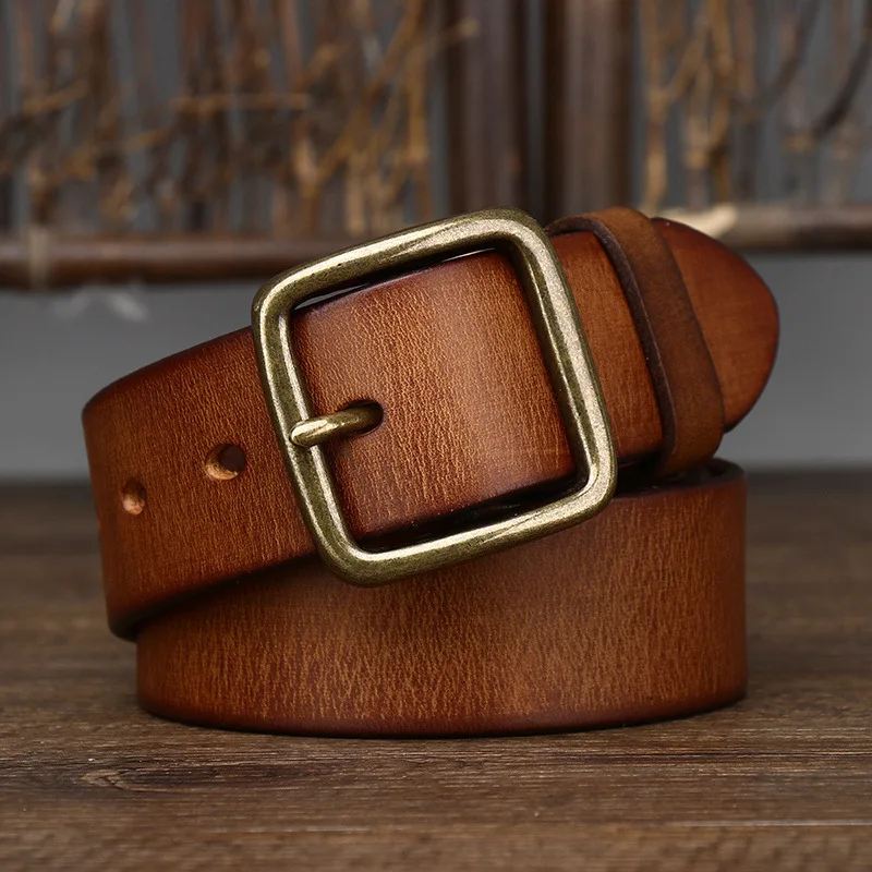 Personality fashion leather pin buckle pure copper men's belt pure cowhide versatile retro belt
Personality fashion leather pin buckle pure copper men's belt pure cowhide versatile retro belt