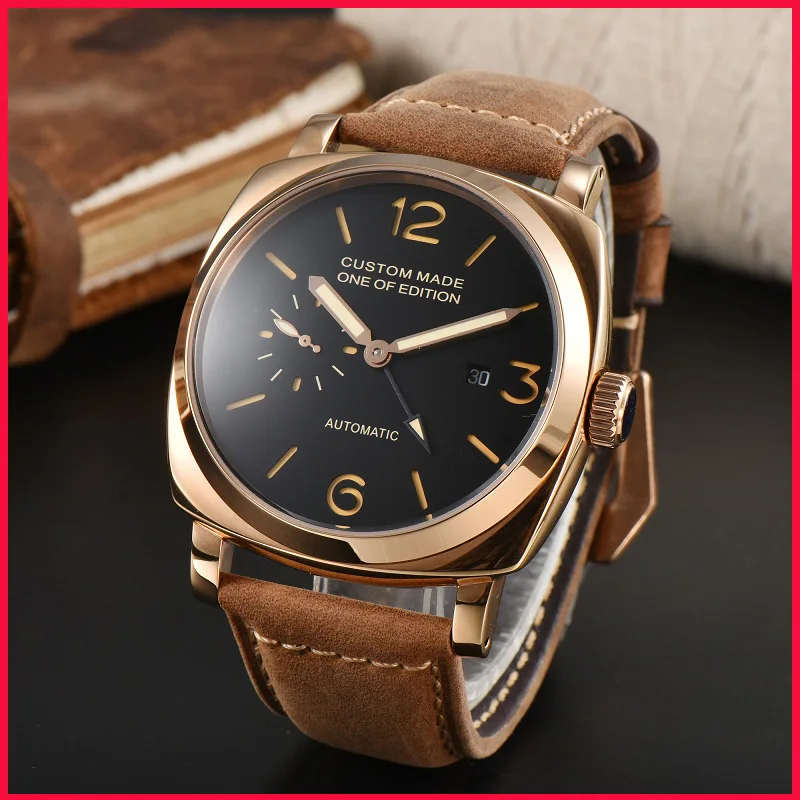 44mm Men's Limited Edition Watches Automatic Seagull ST2557 Movement Transparent Back Green Luminous Radio-mir Type Wristwatches
44mm Men's Limited Edition Watches Automatic Seagull ST2557 Movement Transparent Back Green Luminous Radio-mir Type Wristwatches