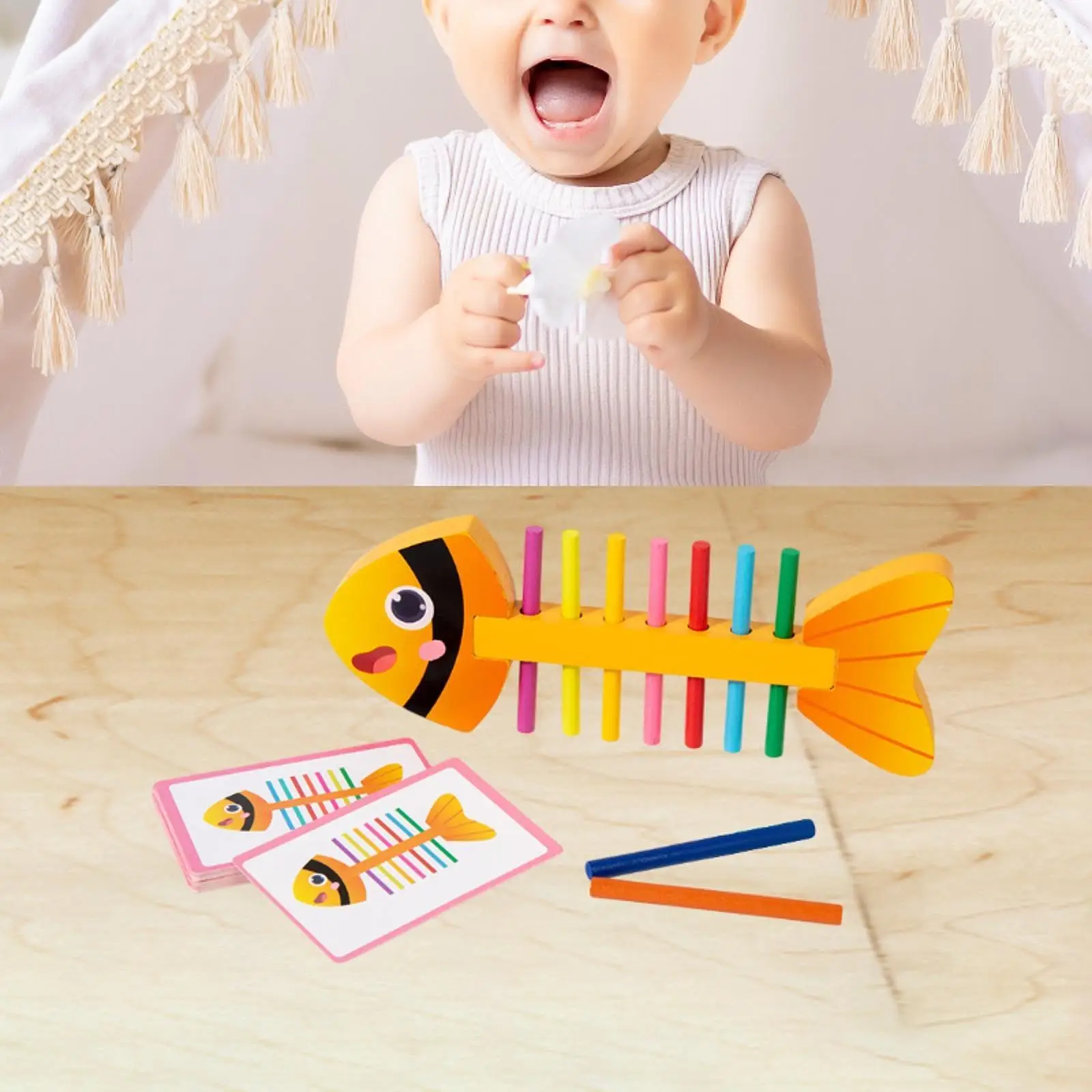 Wooden Fishbone Matching Toy,Matching Game Early Education Color Sorting Fine Motor for 3+Years Preschool Birthday Gift
Wooden Fishbone Matching Toy,Matching Game Early Education Color Sorting Fine Motor for 3+Years Preschool Birthday Gift