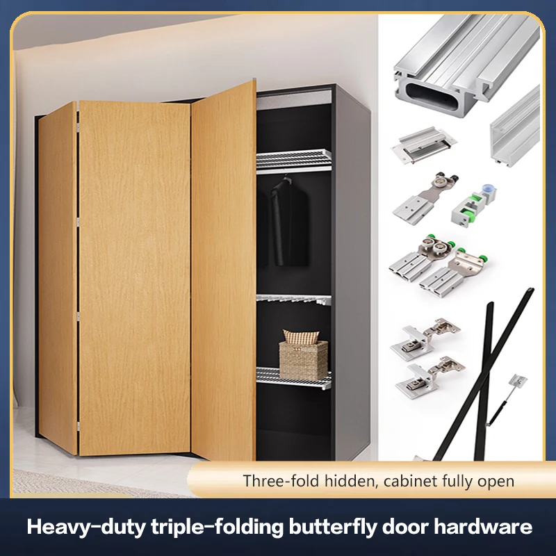 Tri Fold Butterfly Door Hardware Kit With Hidden Pocket Door Sliding Track Telescopic Side Insert For Wardrobe Closet Divider
Tri Fold Butterfly Door Hardware Kit With Hidden Pocket Door Sliding Track Telescopic Side Insert For Wardrobe Closet Divider