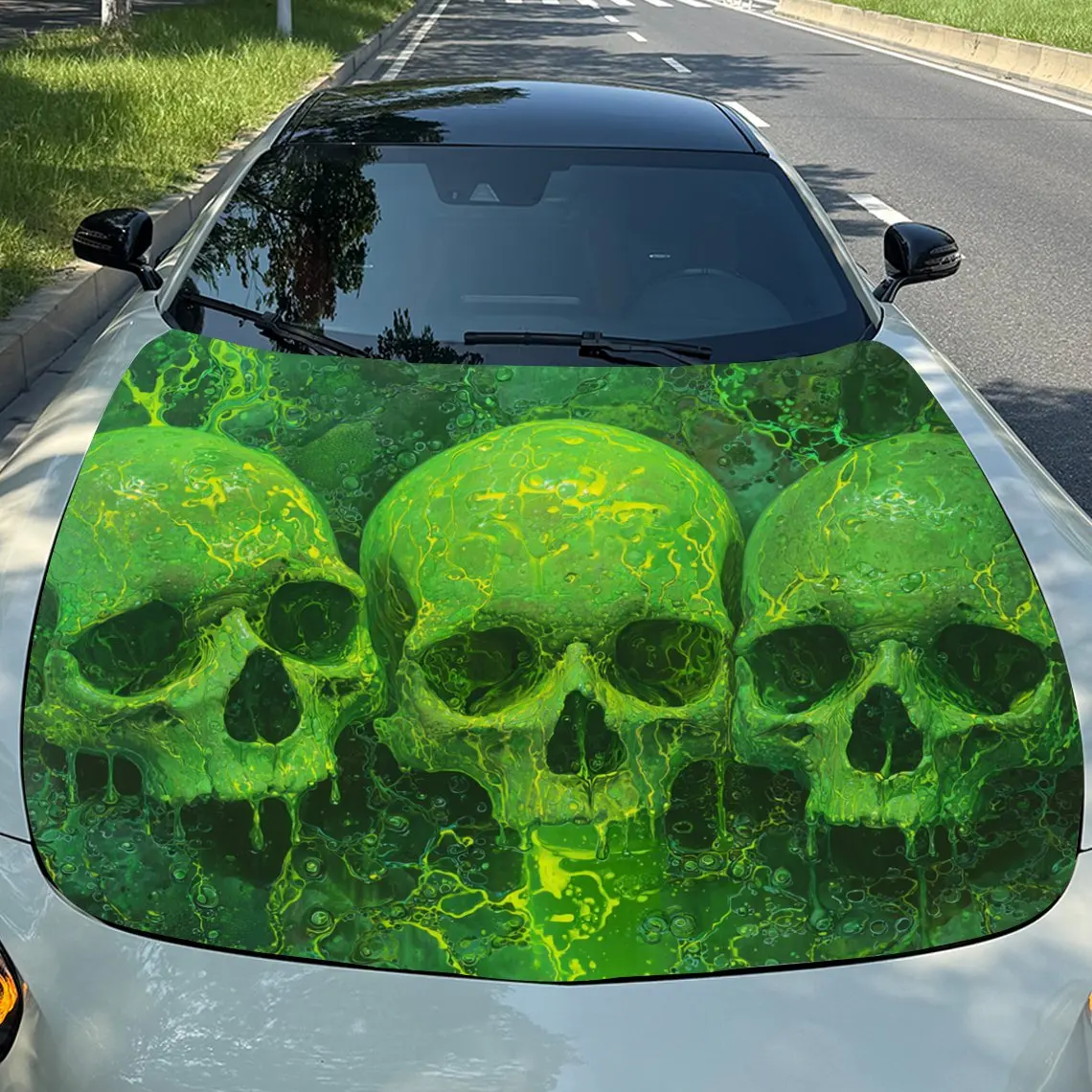Наклейка на капот автомобиля Three Eerie Green Skulls - прочная виниловая пленка, подходит для большинства автомобилей, защиты двигателя и стильного автомобиля
Наклейка на капот автомобиля Three Eerie Green Skulls - прочная виниловая пленка, подходит для большинства автомобилей, защиты двигателя и стильного автомобиля