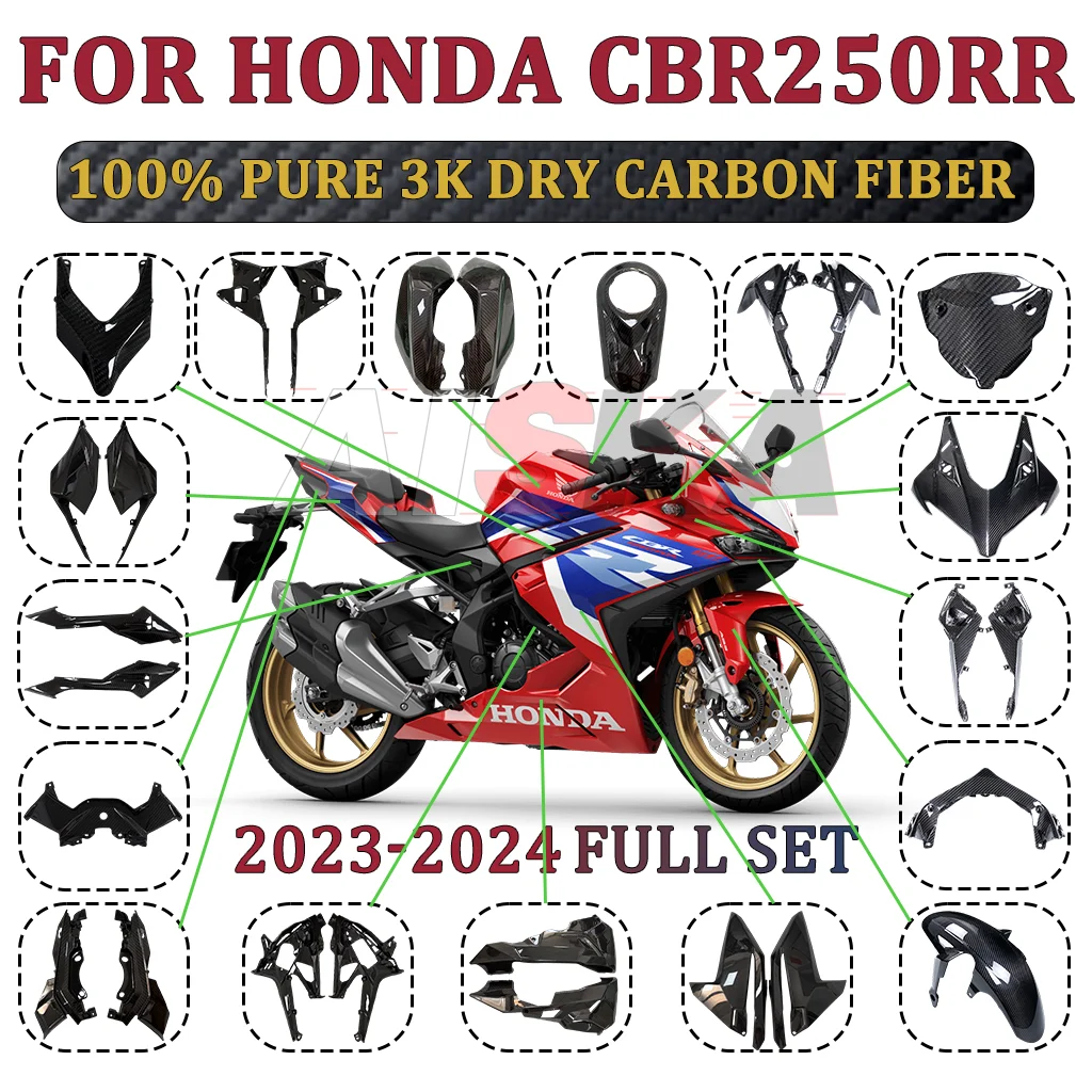 For HONDA CBR250RR SP 2023-2024 Full Carbon Fiber Motorcycle Fairing Fenders Cover Panels Kits 100% New Condition Retrofit Parts
For HONDA CBR250RR SP 2023-2024 Full Carbon Fiber Motorcycle Fairing Fenders Cover Panels Kits 100% New Condition Retrofit Parts