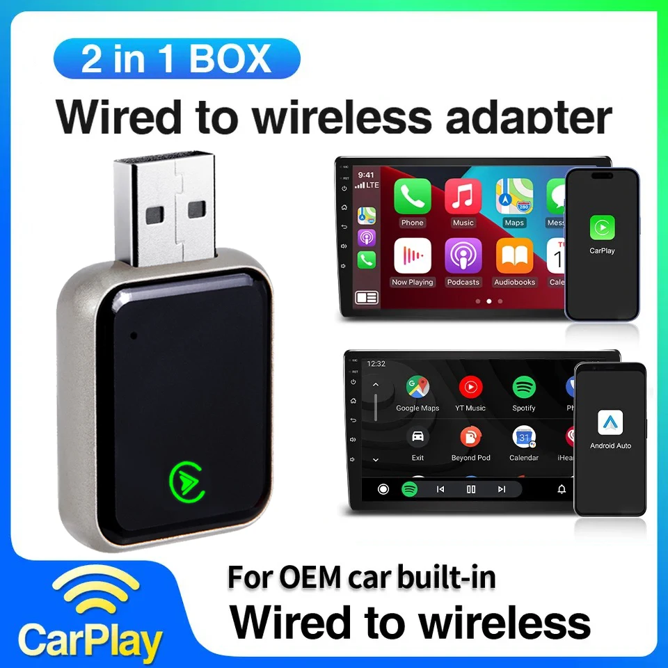 2в1 Проводной к беспроводному CarPlay Беспроводной Android Auto AI Smart Box Тип-C/USB Режим подключения B-T/Wi-Fi Блок питания 5 В
2в1 Проводной к беспроводному CarPlay Беспроводной Android Auto AI Smart Box Тип-C/USB Режим подключения B-T/Wi-Fi Блок питания 5 В