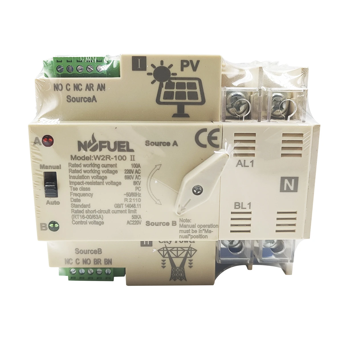 NOFUEL PV Solar Automatic Transfer Switch 2P 100A 220V Solar To Grid Dual Power
NOFUEL PV Solar Automatic Transfer Switch 2P 100A 220V Solar To Grid Dual Power