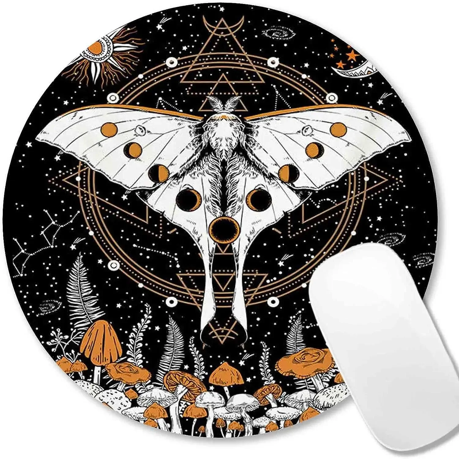 Mushroom Butterfly Art Round Mouse Pad Sun Moon Mouse Pad with Stitched Edge Non-Slip Rubber Mousepad for Laptop Computer Office
Mushroom Butterfly Art Round Mouse Pad Sun Moon Mouse Pad with Stitched Edge Non-Slip Rubber Mousepad for Laptop Computer Office