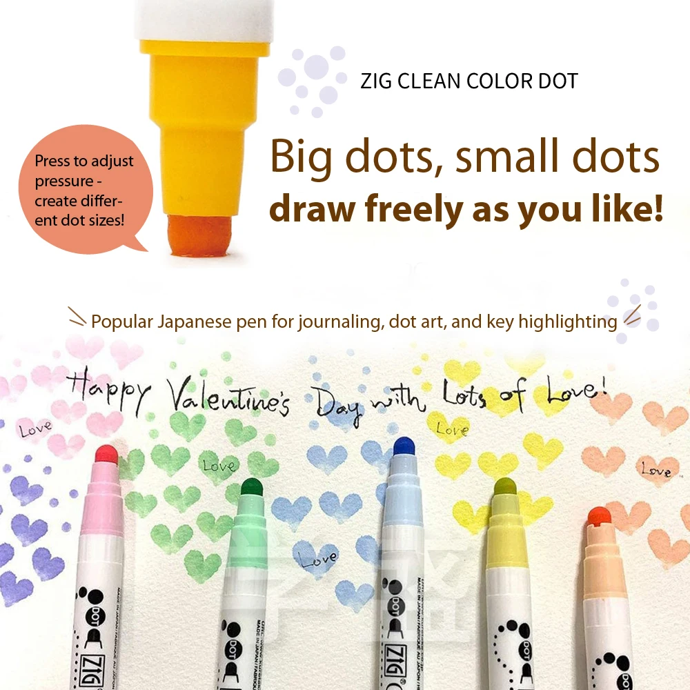 Kuretake ZIG Clean Color Dot Pen 6-Color Set-Single Tip Dot Marker for Journaling, Scrapbooking, Card Making, Dotted Drawing,
Kuretake ZIG Clean Color Dot Pen 6-Color Set-Single Tip Dot Marker for Journaling, Scrapbooking, Card Making, Dotted Drawing,