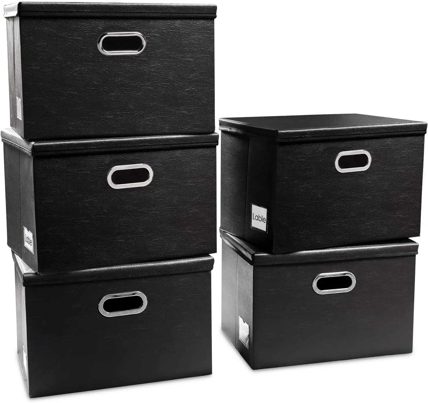 Large Stackable Storage Boxes with Lids 5-Pack Leather Fabric Foldable Bins Organizer for Closet Shelf Black 17.7x11.8x11.8
Large Stackable Storage Boxes with Lids 5-Pack Leather Fabric Foldable Bins Organizer for Closet Shelf Black 17.7x11.8x11.8
