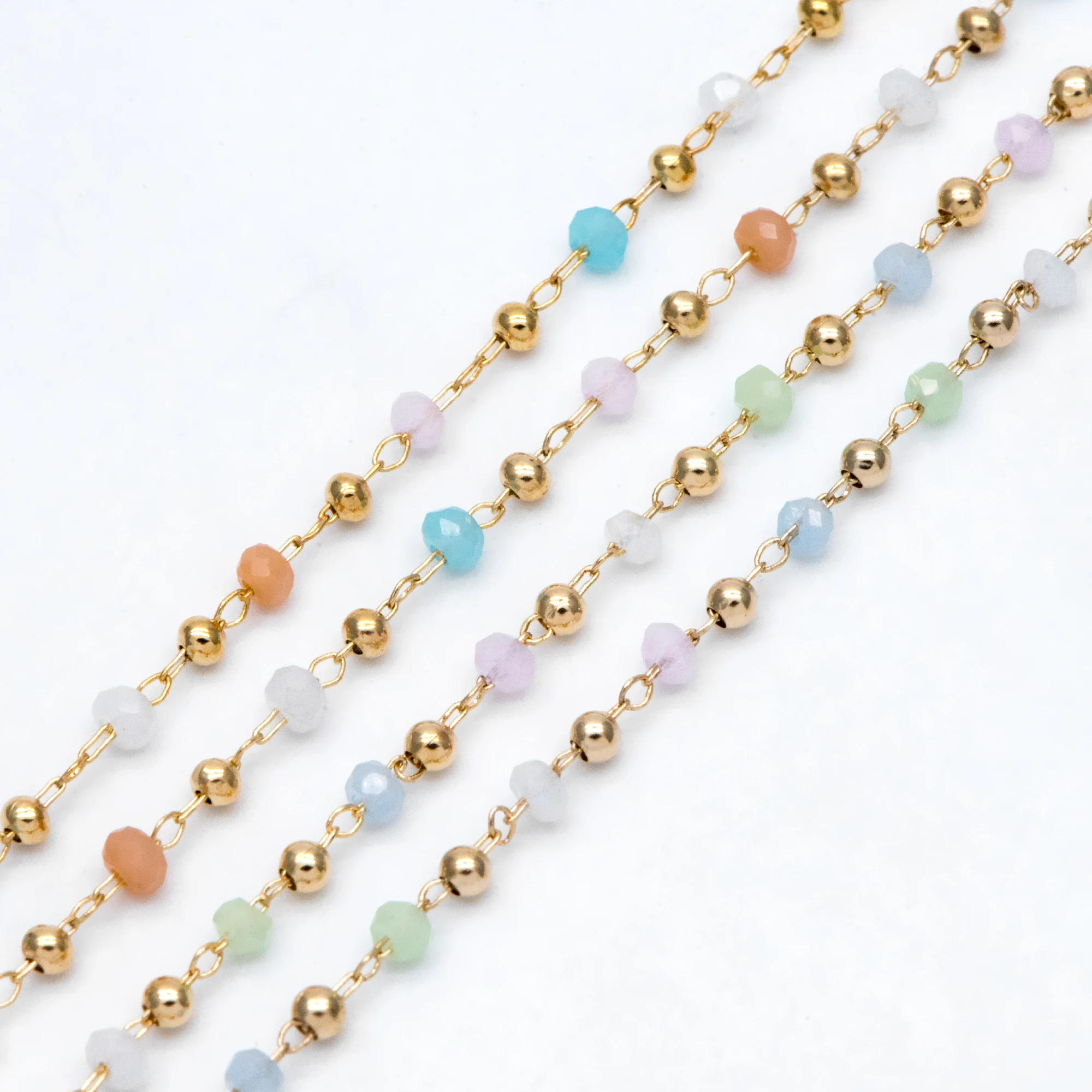 Gold Plated Brass Beaded Chains, 2.5mm Glass Rondelle Beads, Necklace Chain For Jewelry Making DIY Components (#LK-573)/ 1 Meter
Gold Plated Brass Beaded Chains, 2.5mm Glass Rondelle Beads, Necklace Chain For Jewelry Making DIY Components (#LK-573)/ 1 Meter