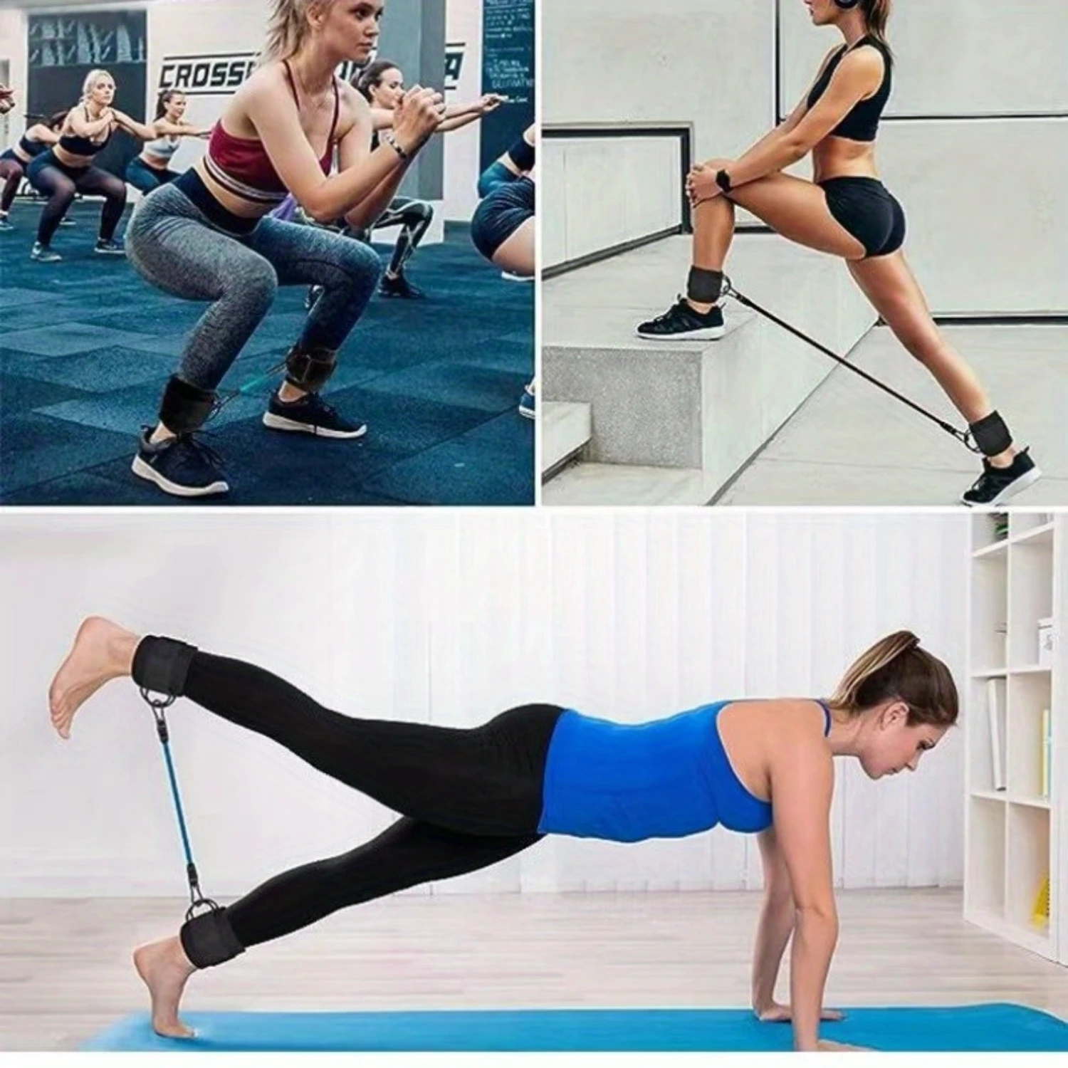 Universal Polyester Fitness Ankle Straps Set with 3 Resistance Bands, 2 Ankle Cuffs for Leg and Glute Exercises, Muscle Toning -
Universal Polyester Fitness Ankle Straps Set with 3 Resistance Bands, 2 Ankle Cuffs for Leg and Glute Exercises, Muscle Toning -