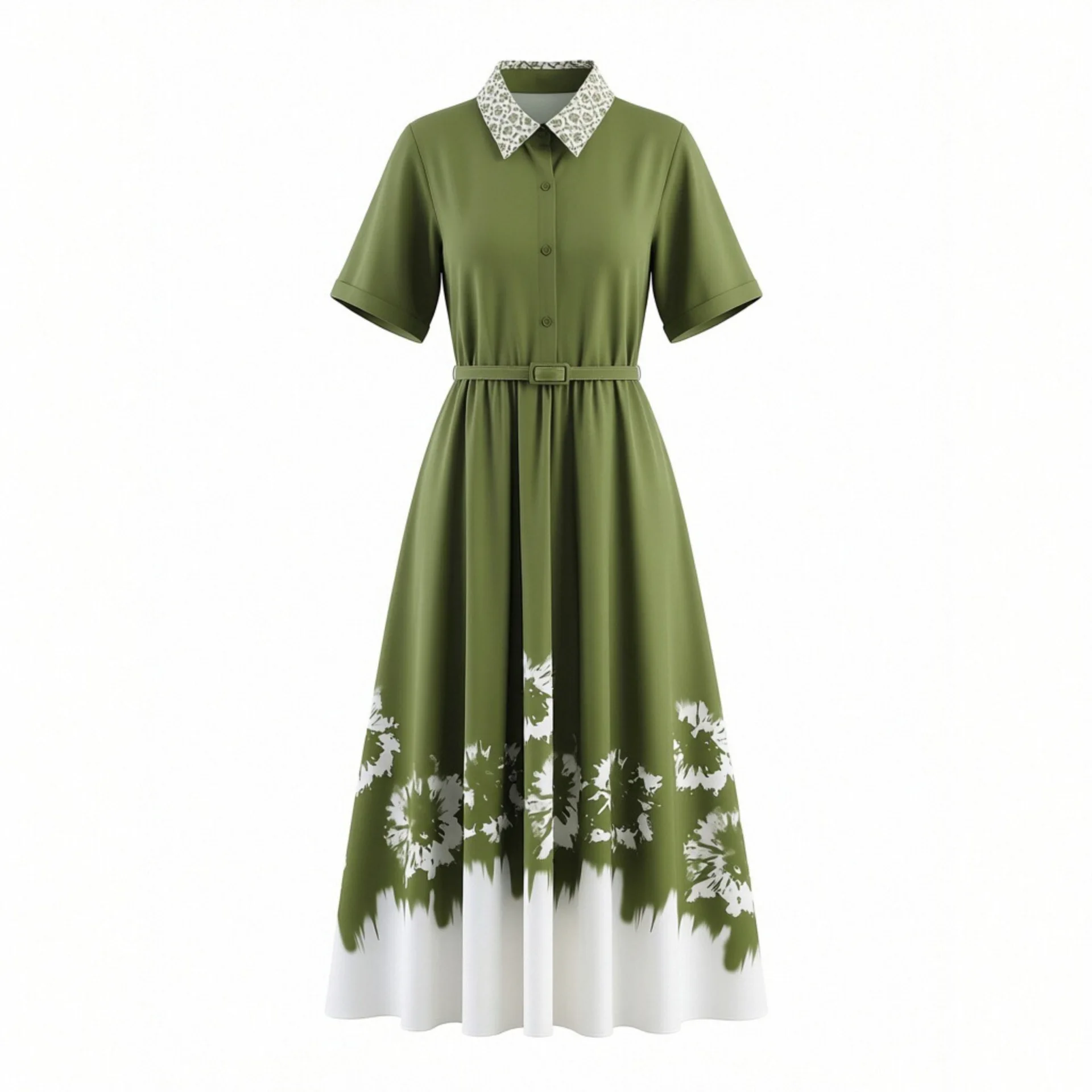 Withered 2026 Spring New European And American Style Splicing Positioning Print With Belt Shirt Dress
Withered 2026 Spring New European And American Style Splicing Positioning Print With Belt Shirt Dress