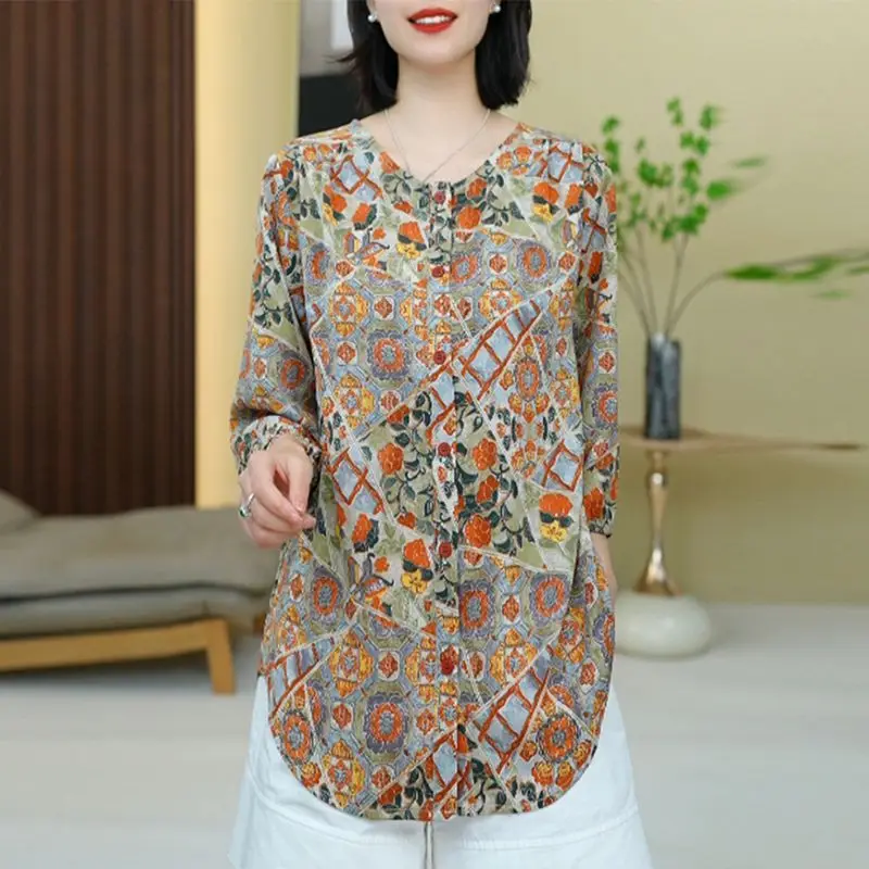 Half Sleeve Printing Plus Size Vintage Blouse Summer New Women Clothing Floral O-neck Loose Elegant Shirt Tops Fashion Casual
Half Sleeve Printing Plus Size Vintage Blouse Summer New Women Clothing Floral O-neck Loose Elegant Shirt Tops Fashion Casual