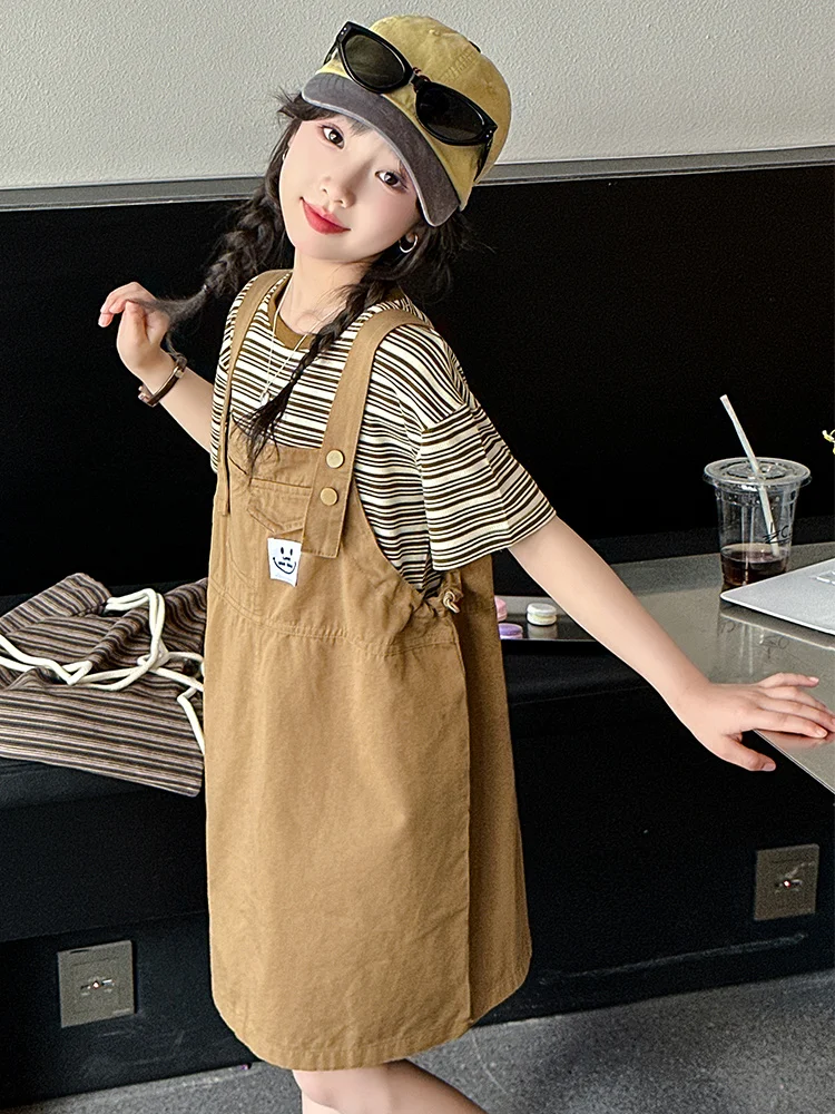 Моющийся корейский комплект для девочек Dr, летний комплект из двух предметов, юбка на бретелях для больших детей, детская юбка принцессы, хлопковая юбка трапециевидной формы
Моющийся корейский комплект для девочек Dr, летний комплект из двух предметов, юбка на бретелях для больших детей, детская юбка принцессы, хлопковая юбка трапециевидной формы