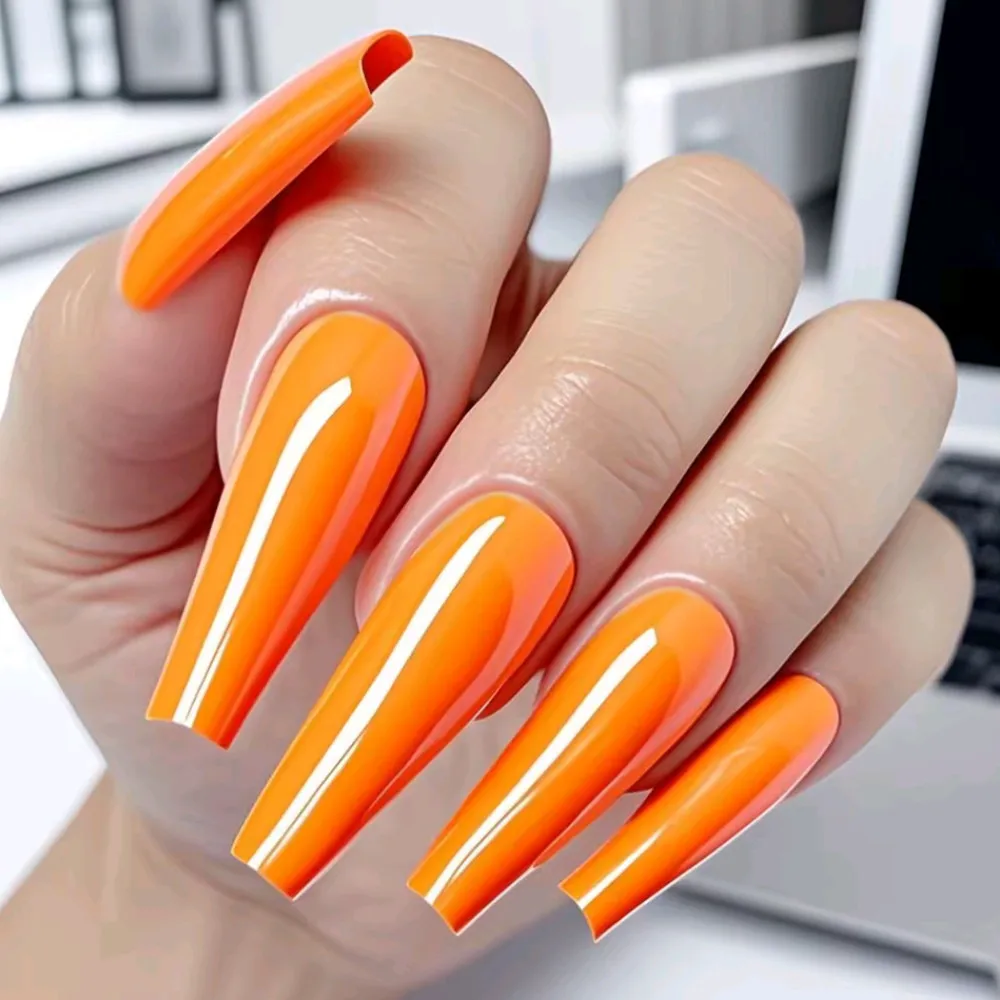 Shiny Orange Acrylic Fake Nail With Glue Sticker Long Ballerina Coffin False Nail UV Gel Polish Lady Finger Manicure Accessory
Shiny Orange Acrylic Fake Nail With Glue Sticker Long Ballerina Coffin False Nail UV Gel Polish Lady Finger Manicure Accessory