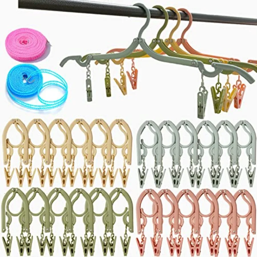24 PCS Travel Hangers, Portable Folding Clothes Hangers with Clips, Foldable Clothes Drying Rack for Travel, Plastic Foldable N
24 PCS Travel Hangers, Portable Folding Clothes Hangers with Clips, Foldable Clothes Drying Rack for Travel, Plastic Foldable N