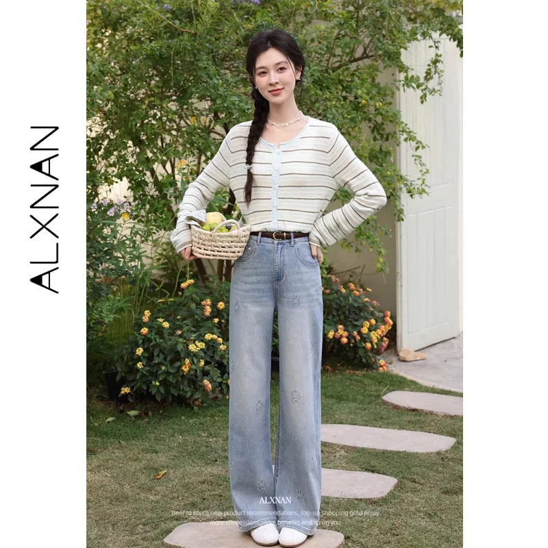 ALXNAN Women's Baggy Jeans Light Blue High Waist Straight Wide Leg Embroidered Pants 2026 New Elegant Denim Pants Ladies L61503
ALXNAN Women's Baggy Jeans Light Blue High Waist Straight Wide Leg Embroidered Pants 2026 New Elegant Denim Pants Ladies L61503
