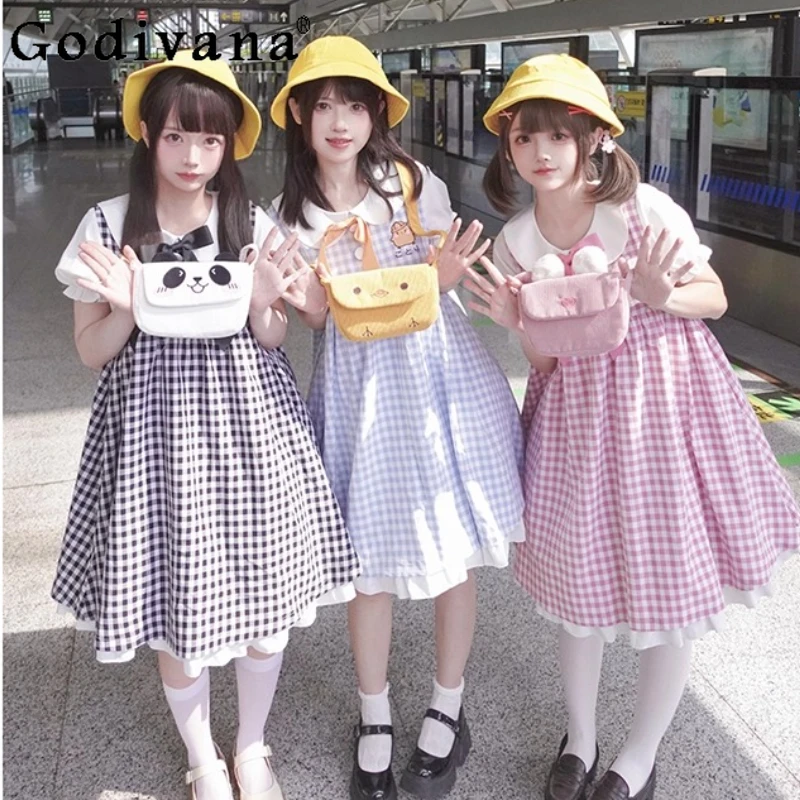 Original Japanese Lolita Plaid Short Sleeve Dress OP Summer Girl's Sweet Cute Bow Loose Slim Short Dress Y2k Daily Lolita Dress
Original Japanese Lolita Plaid Short Sleeve Dress OP Summer Girl's Sweet Cute Bow Loose Slim Short Dress Y2k Daily Lolita Dress