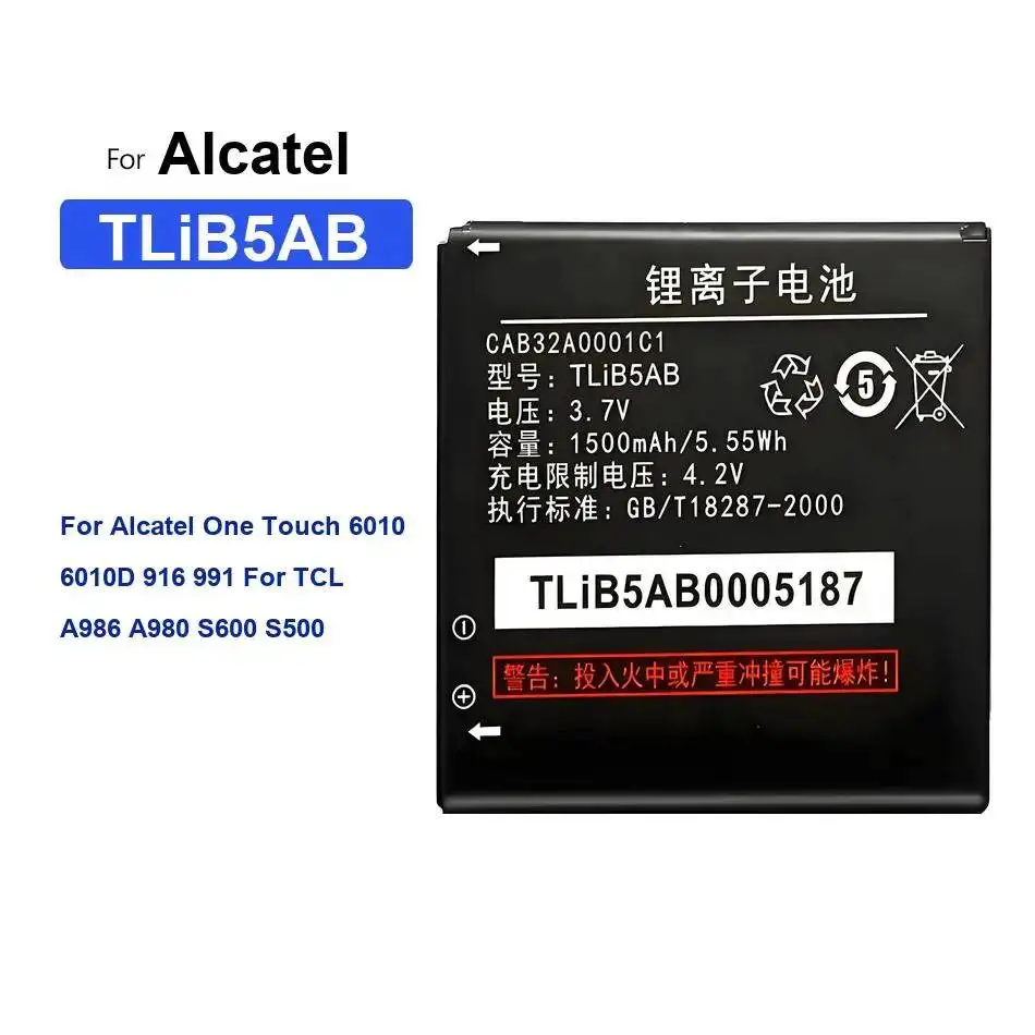 Durable For Alcatel One Touch 6010 6010D 916 991 Tcl A986 A980 S600 S500 Mobile Phone Battery Tlib5ab 1500Mah
Durable For Alcatel One Touch 6010 6010D 916 991 Tcl A986 A980 S600 S500 Mobile Phone Battery Tlib5ab 1500Mah