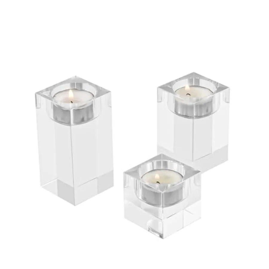 Crystal Tealight Candle Holders Set of 3, 1.97/3.15/3.94 Inches Height, Heavy Solid Hand Cut Tealight Candlesticks Set, Table C
Crystal Tealight Candle Holders Set of 3, 1.97/3.15/3.94 Inches Height, Heavy Solid Hand Cut Tealight Candlesticks Set, Table C