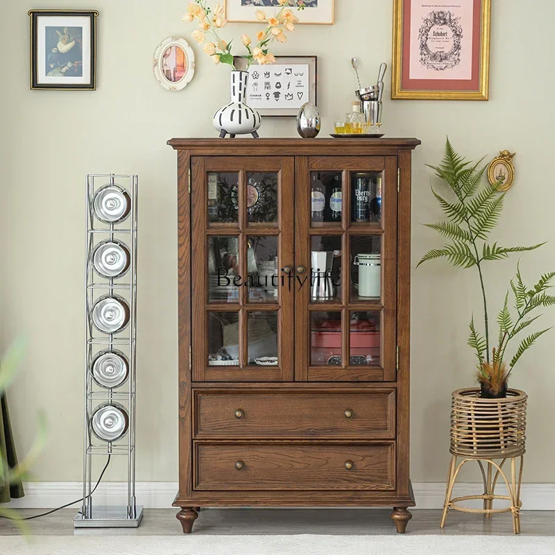LAmerican solid wood wine cabinet American retro double door living room multi-functional cabinet
LAmerican solid wood wine cabinet American retro double door living room multi-functional cabinet