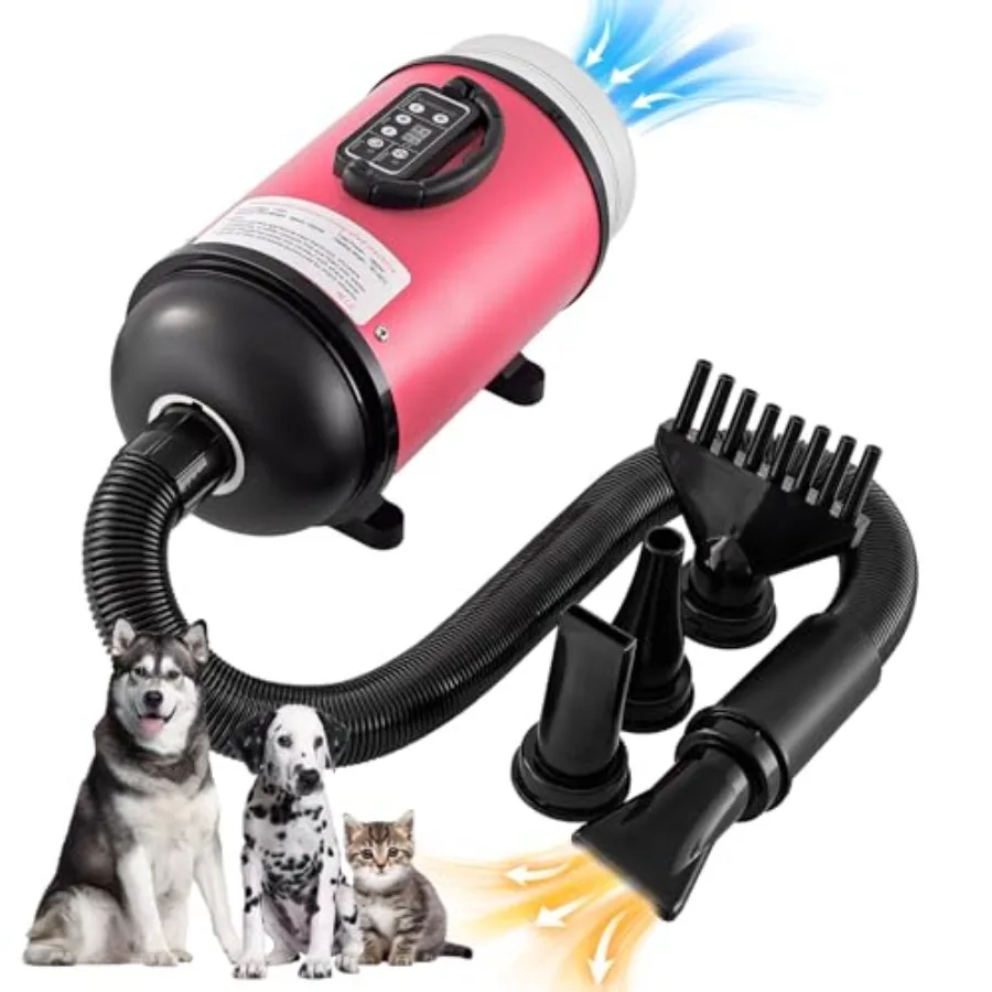 Pet Dryer and Grooming Vacuum with Adjustable Speed and Temperature Control Low Noise 4 Nozzles 1850 Watts Blow Dry and Vacuum
Pet Dryer and Grooming Vacuum with Adjustable Speed and Temperature Control Low Noise 4 Nozzles 1850 Watts Blow Dry and Vacuum