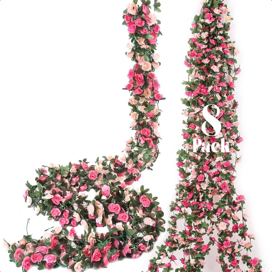 8Pcs 66FT Pink Flower Garland Artificial Rose Floral Vines Fake Hanging Spring Flower Garland for Wall Backdrop Wedding Arch Te
8Pcs 66FT Pink Flower Garland Artificial Rose Floral Vines Fake Hanging Spring Flower Garland for Wall Backdrop Wedding Arch Te