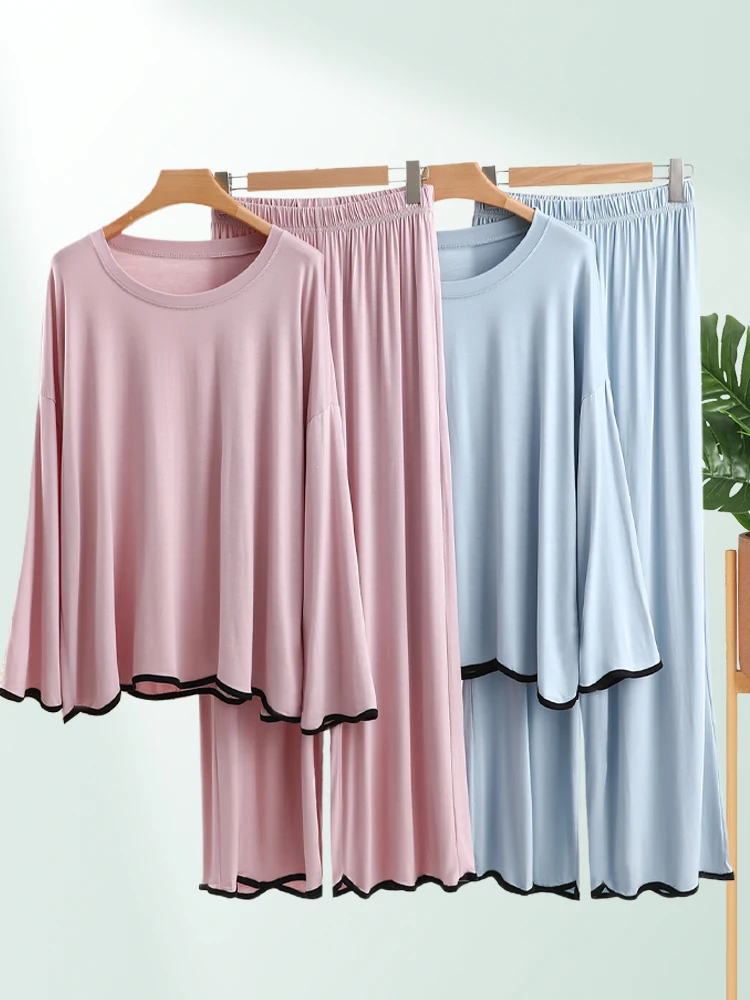 Loose Fit Long Sleeve Modal Sleepwear Set Casual Lightweight Comfortable Home Clothes Two Piece Suit for Men And Women
Loose Fit Long Sleeve Modal Sleepwear Set Casual Lightweight Comfortable Home Clothes Two Piece Suit for Men And Women