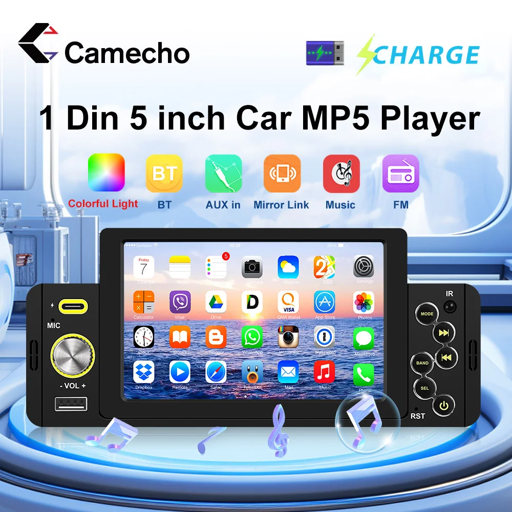 Camecho 1Din Car Radio 5-inch Touch Screen Monitor Bluetooth FM Radio Rear Camera Receiver Support TF/USB MP5 Multimedia Player
Camecho 1Din Car Radio 5-inch Touch Screen Monitor Bluetooth FM Radio Rear Camera Receiver Support TF/USB MP5 Multimedia Player