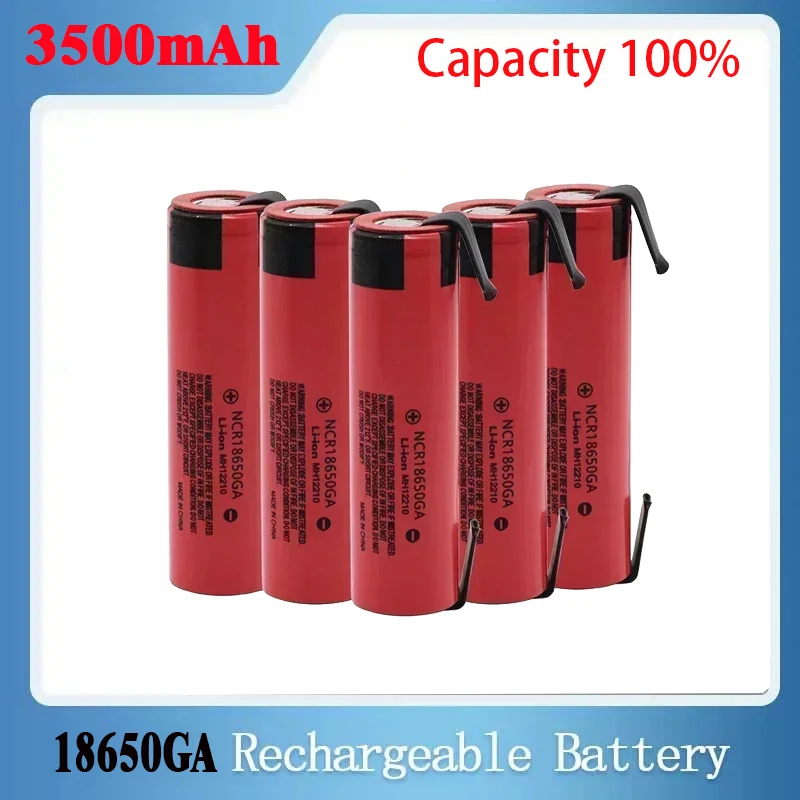 High Drain NCR18650GA Battery 3500mAh Rechargeable Li-ion Battery 3.7V For Power Tools Drone E-bike Accessories+nickel sheet
High Drain NCR18650GA Battery 3500mAh Rechargeable Li-ion Battery 3.7V For Power Tools Drone E-bike Accessories+nickel sheet